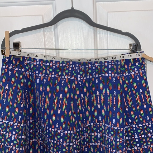Decree Scuba Skater Skirt Blue Day Glo Geometric Patterns Women’s Size XL - Picture 6 of 7